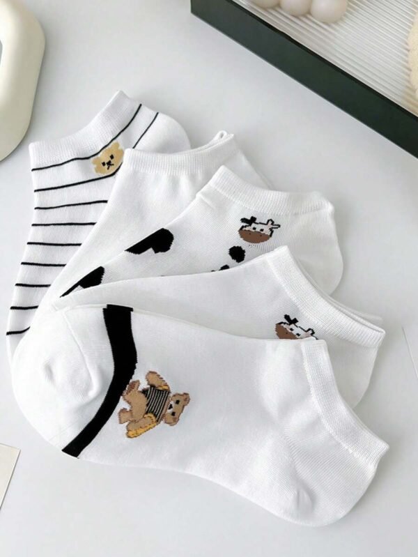5 pares de calcetines de tobillo con estampado para mujer - Imagen 3