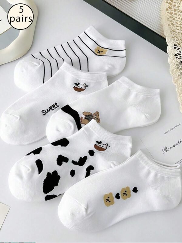 5 pares de calcetines de tobillo con estampado para mujer