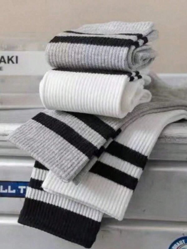 Set de 6 pares de calcetines deportivos con doble raya para hombres - Imagen 3
