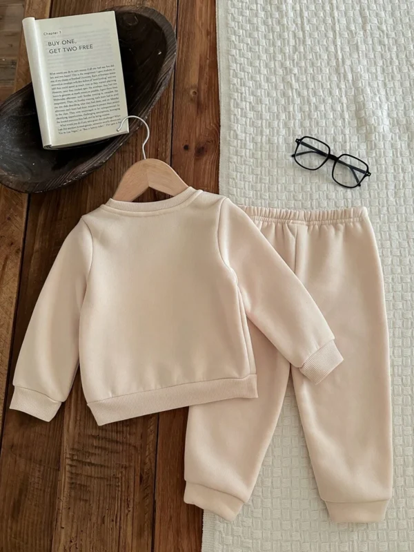 Conjunto de sudadera cuello redondo manga larga y pantalón largo para niña bebé - Imagen 3