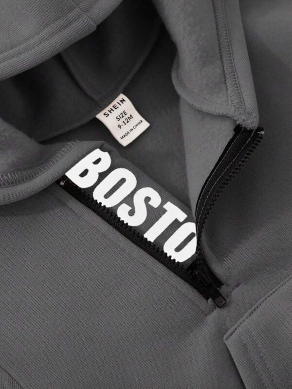 Sudadera con capucha con impresión de letra para bebé niño - Imagen 2