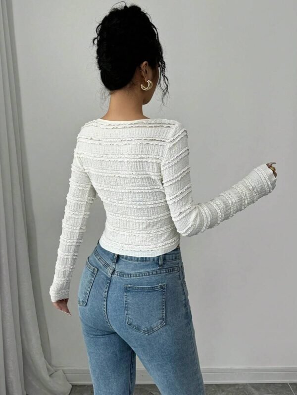 Camiseta de mujer de punto con textura y elástica - Imagen 3