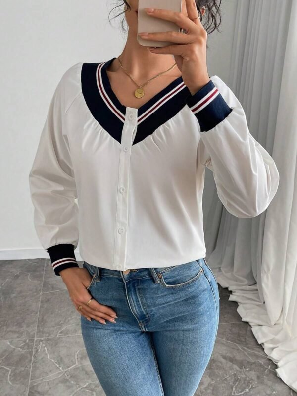 Camiseta casual de mujer de manga larga con hombros descubiertos - Imagen 2
