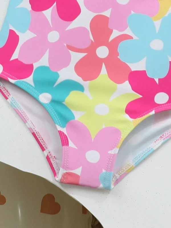 Traje de baño de una pieza con estampado retro para niña bebé - Imagen 2