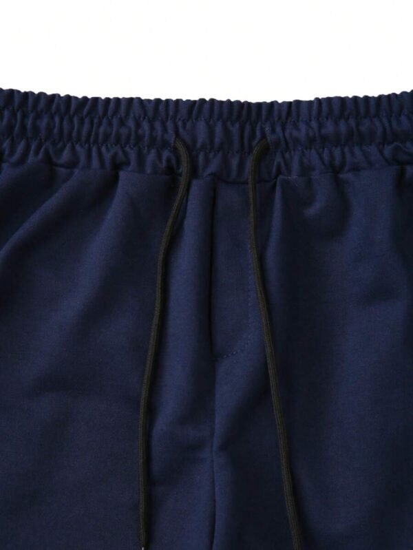 Pantalones cortos casuales de hombre de unicolor con cordón en la cintura - Imagen 2