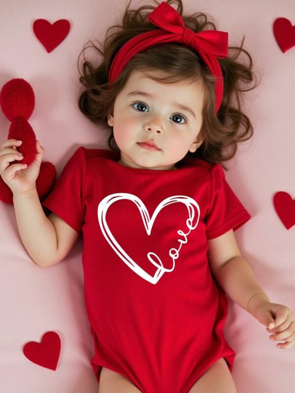 Mono body con estampado gráfico de corazón para niña bebé