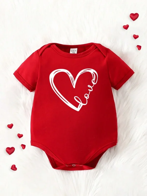 Mono body con estampado gráfico de corazón para niña bebé - Imagen 4
