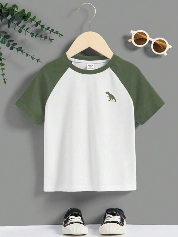 Camiseta de cuello redondo de manga corta casual y sencilla para niños - Imagen 3