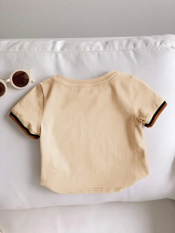 Camiseta casual de manga corta con cuello redondo para niño bebé - Imagen 3