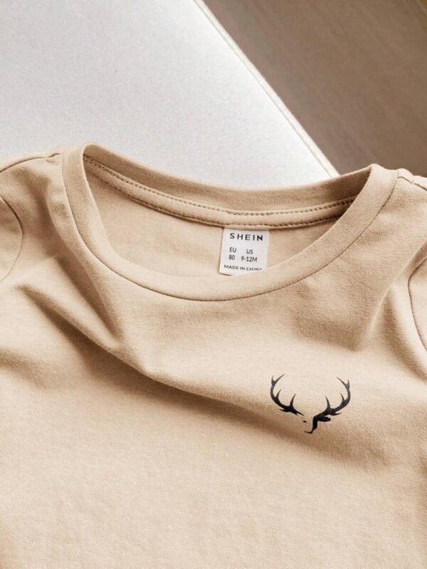 Camiseta casual de manga corta con cuello redondo para niño bebé - Imagen 2