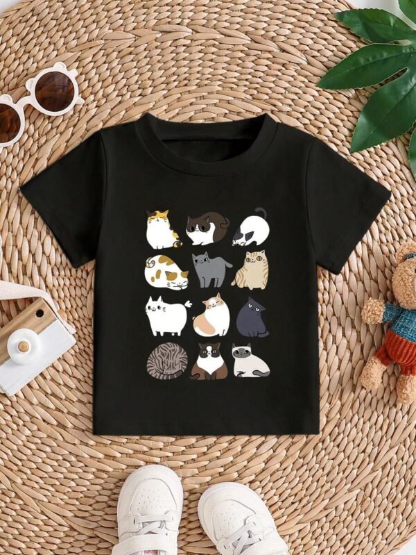 Camiseta de manga corta con cuello redondo y gráfico de animal lindo para bebé niño - Imagen 2