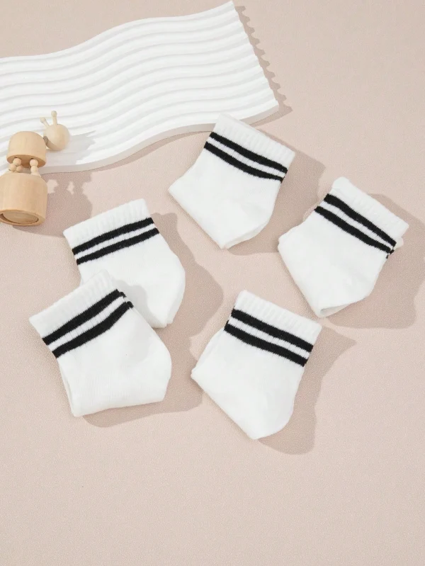 5 Pares de Calcetines cortos deportivos y casuales con doble raya para niño - Imagen 2