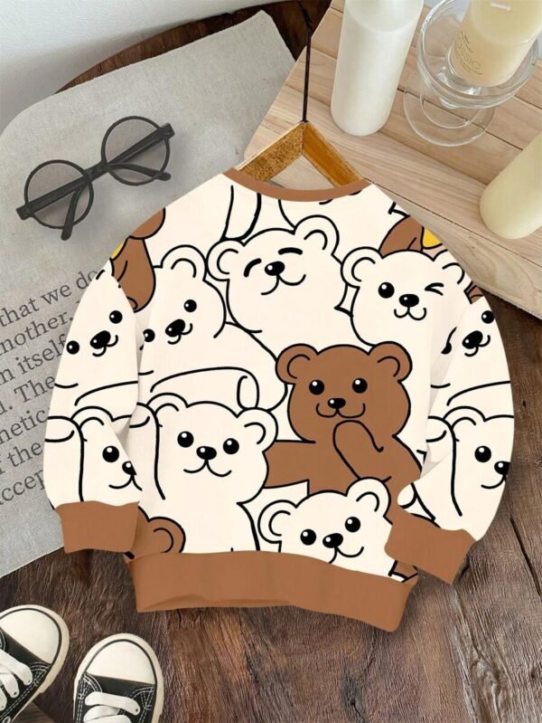Suéter suelto de punto suave con gráfico de oso para niño bebé - Imagen 3