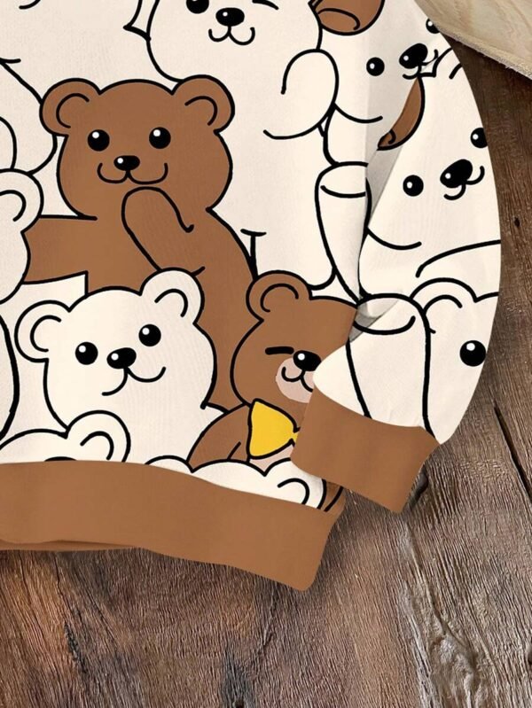 Suéter suelto de punto suave con gráfico de oso para niño bebé - Imagen 2
