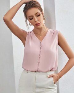 Blusa fruncido con botón