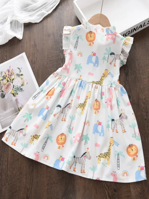 Vestido de niña con volantes y estampado de gráficos - Imagen 3