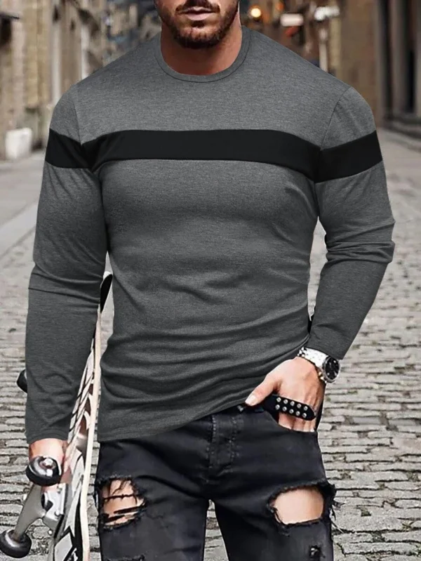 Camiseta casual de manga larga con paneles de contraste
