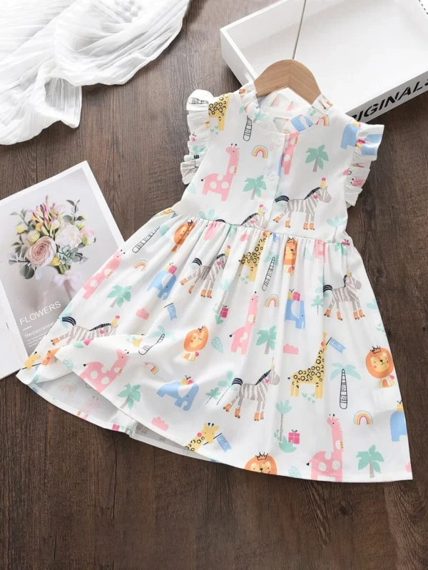 Vestido de niña con volantes y estampado de gráficos