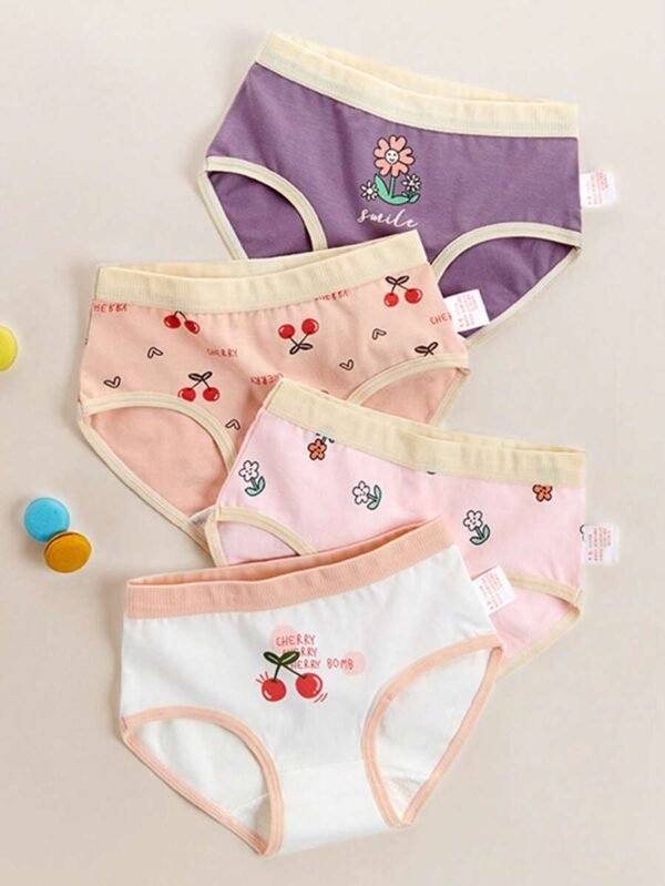 Conjunto de 4 piezas de ropa interior con estampado de letras para niña