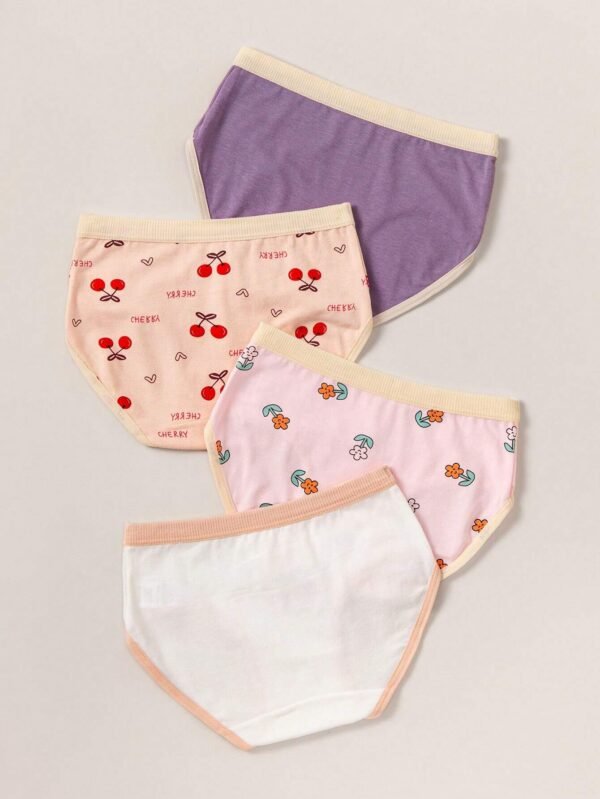 Conjunto de 4 piezas de ropa interior con estampado de letras para niña - Imagen 3