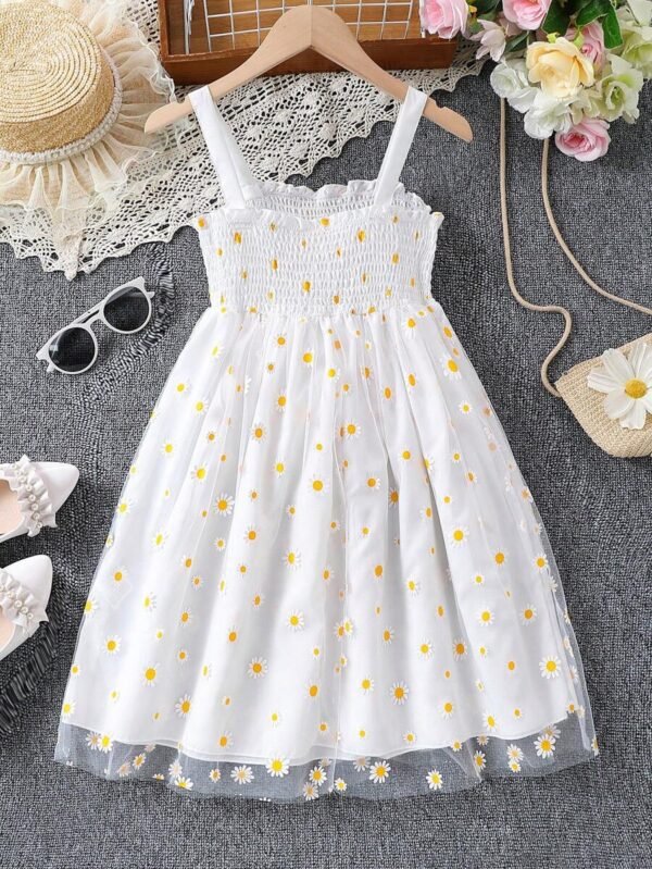 Vestido De Tirantes Con Panel De Volantes Para Chicas - Imagen 2