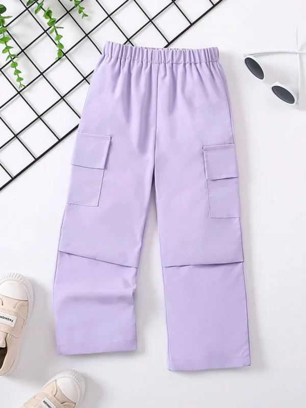 Pantalón casual para niña con diseño clásico de color morado
