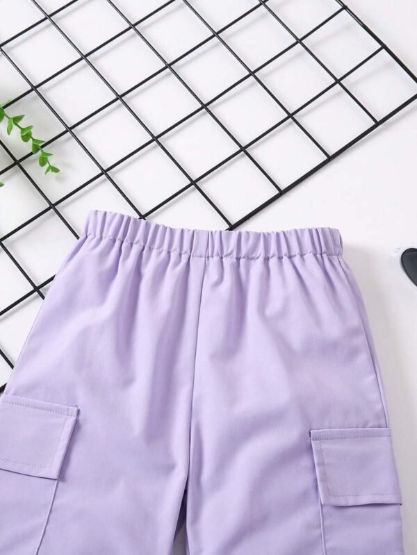 Pantalón casual para niña con diseño clásico de color morado - Imagen 2