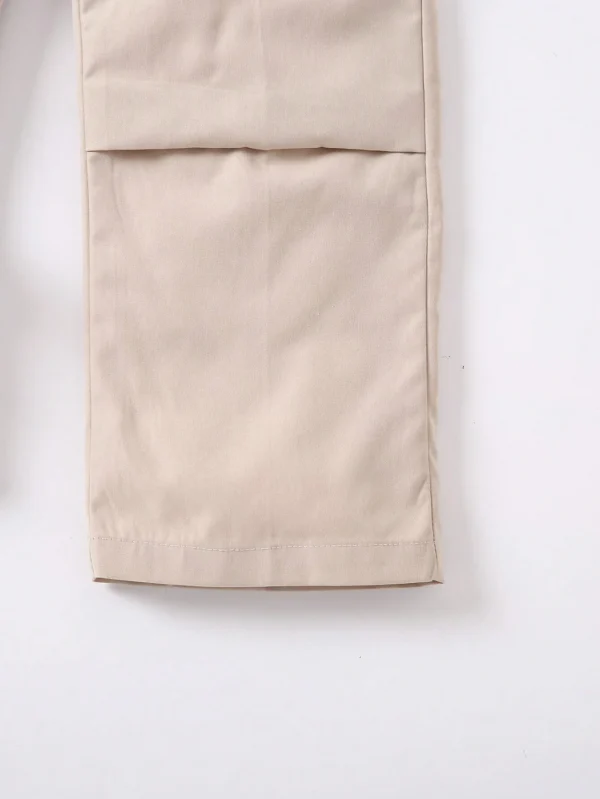 Pantalones de unicolor para uso diario con diseño de bolsillo para niña - Imagen 3