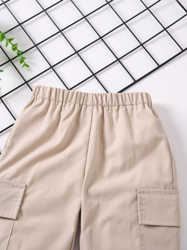 Pantalones de unicolor para uso diario con diseño de bolsillo para niña - Imagen 2