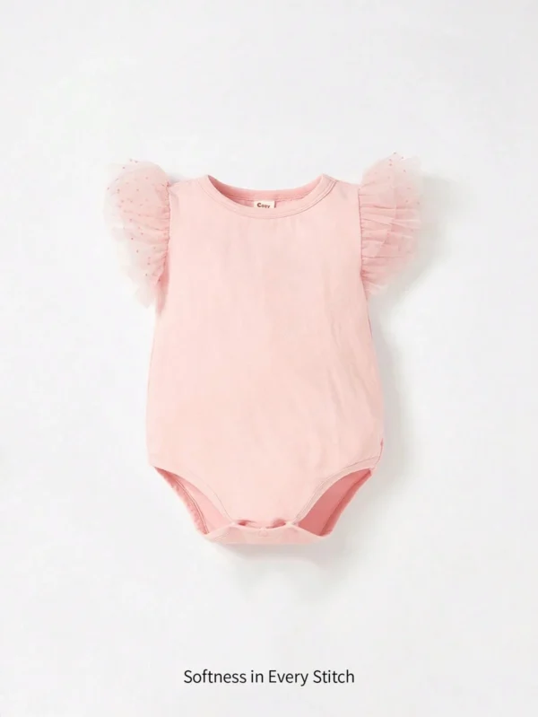 Body De Malla Con Volantes A Contraste Para Bebé Niña
