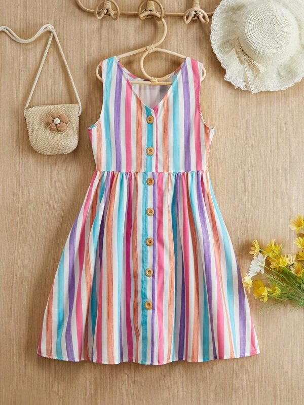 Vestido sin mangas de verano de primavera casual de chica