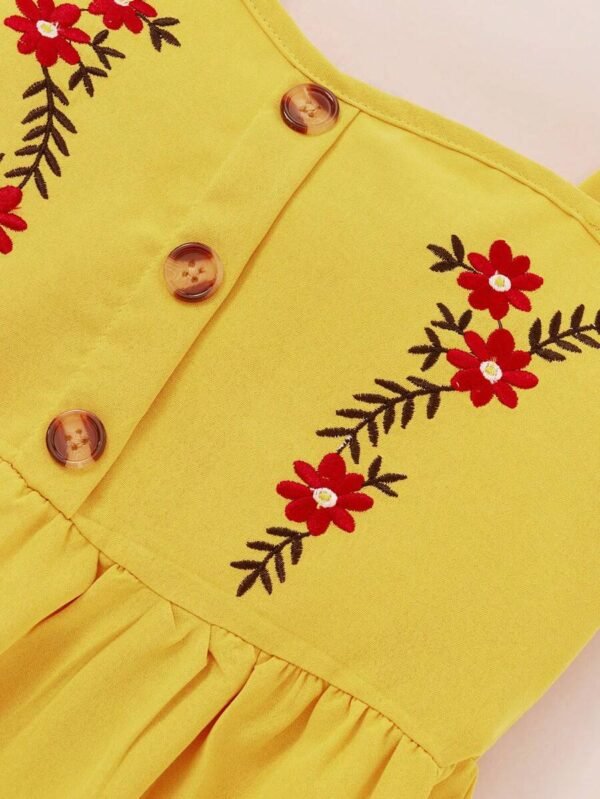 Vestido de verano sin mangas y acampanado con flores bordadas - Imagen 2
