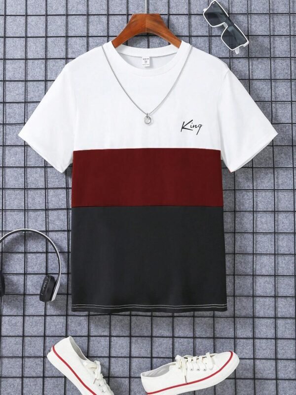Camiseta manga corta con estampado de letras para chicos