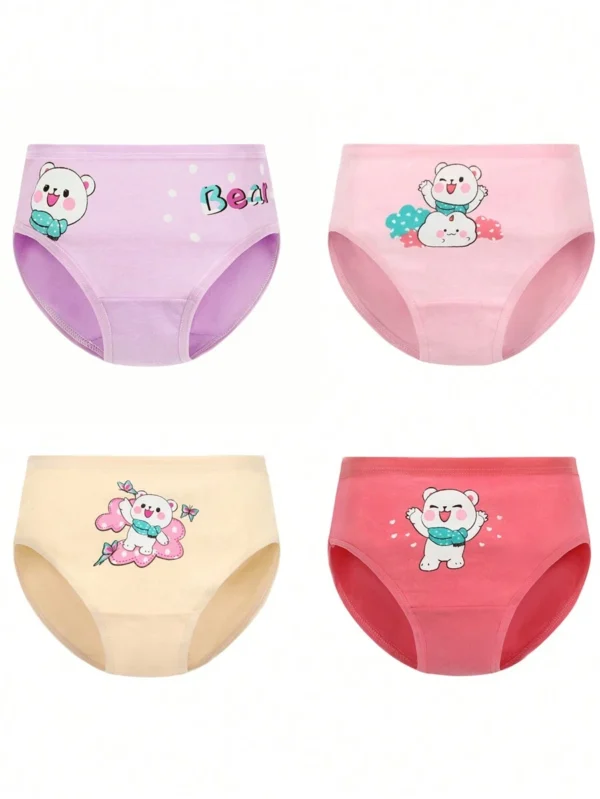 4 piezas Calzoncillos con estampado de dibujos animados para niña - Imagen 3