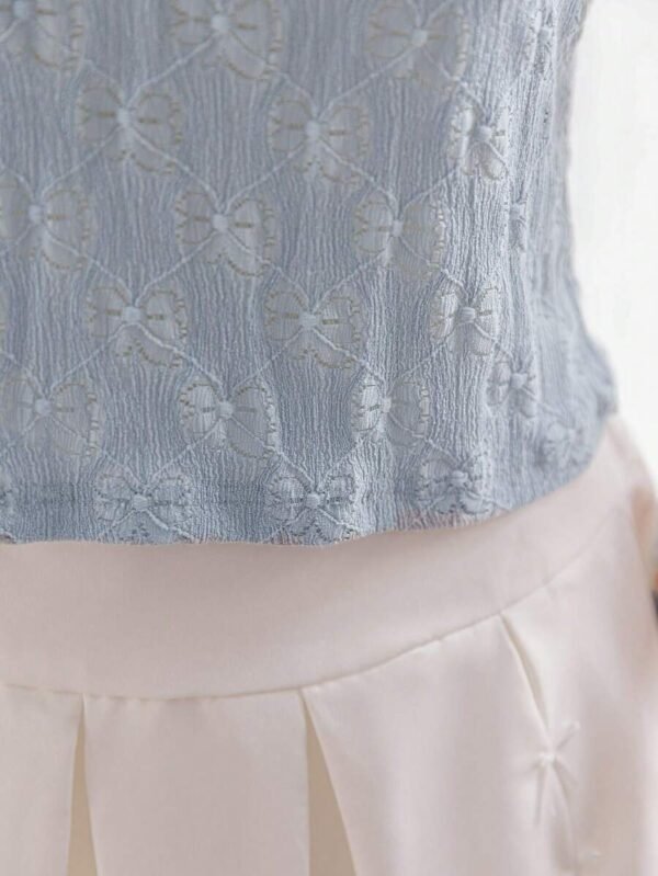 Blusa de manga farol con estampado de leopardo y nudo al frente - Imagen 2