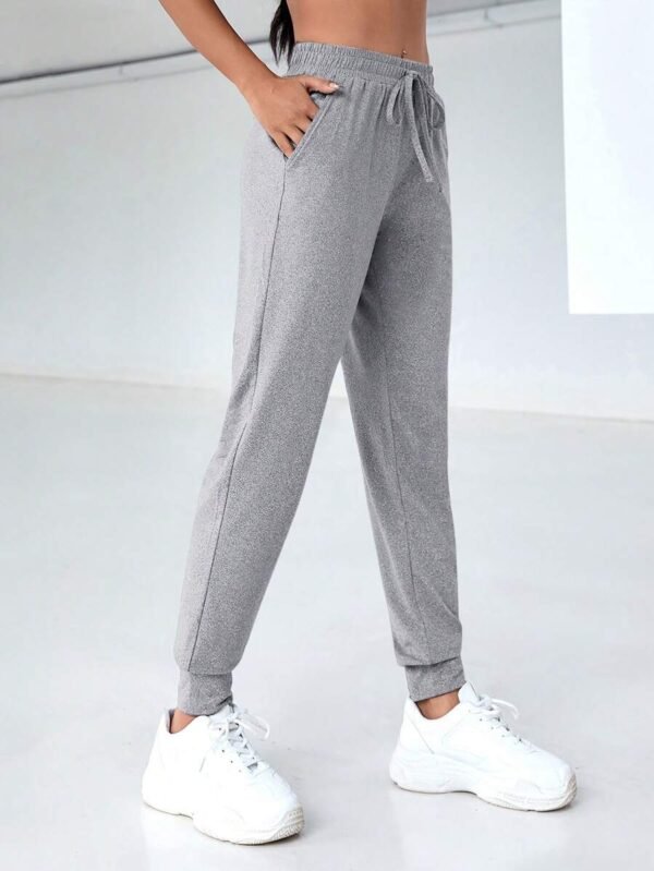Pantalones de chándal con cintura elástica de cordón casual - Imagen 2