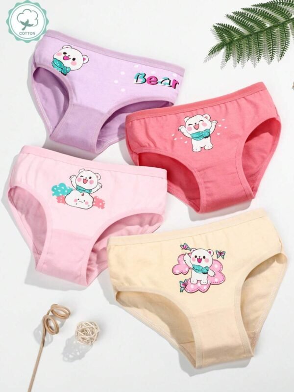 4 piezas Calzoncillos con estampado de dibujos animados para niña