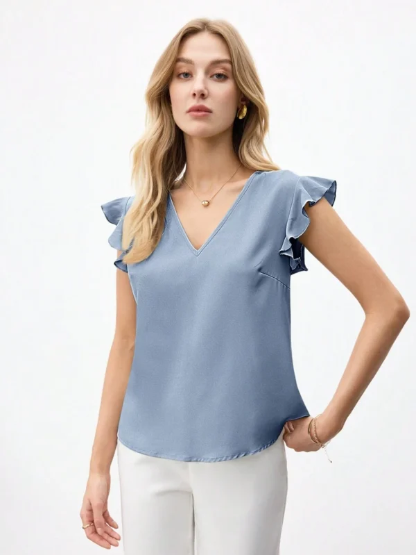 Blusa casual minimalista de manga corta de mujer