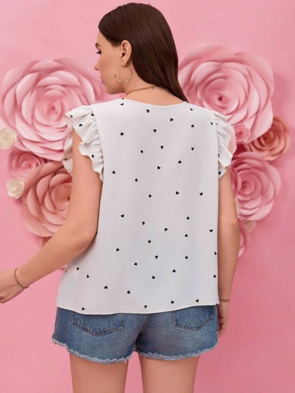 Blusa de mujer talla grande con estampado de corazón - Imagen 3
