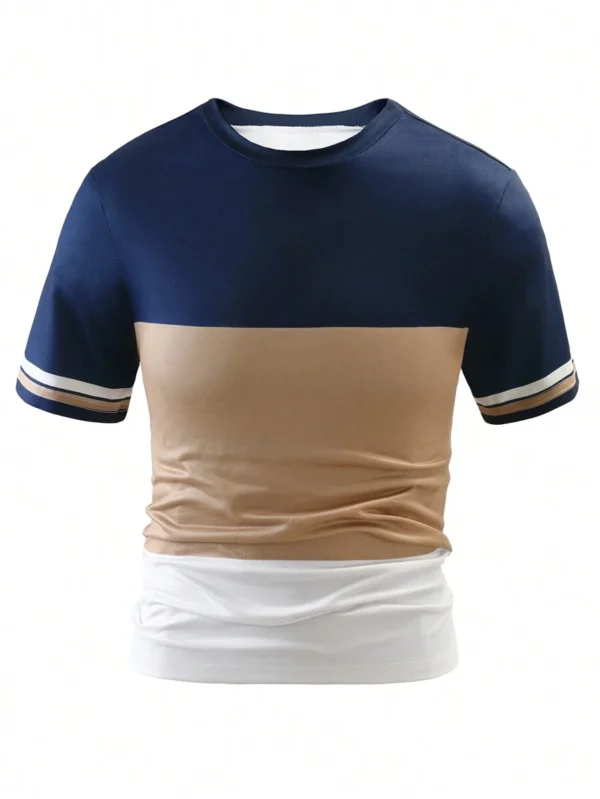 Camiseta casual manga corta y cuello redondo a rayas para chicos