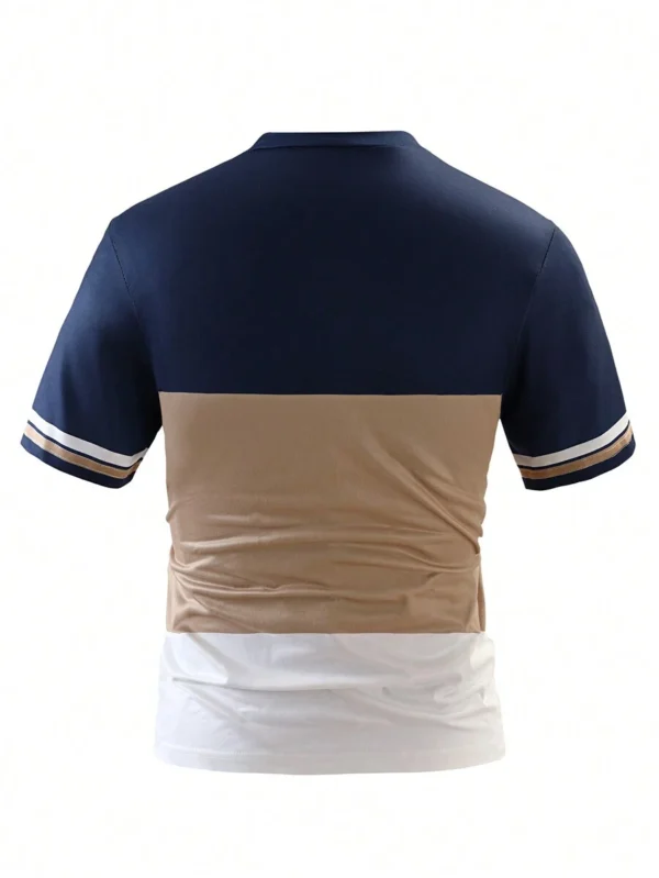Camiseta casual manga corta y cuello redondo a rayas para chicos - Imagen 3