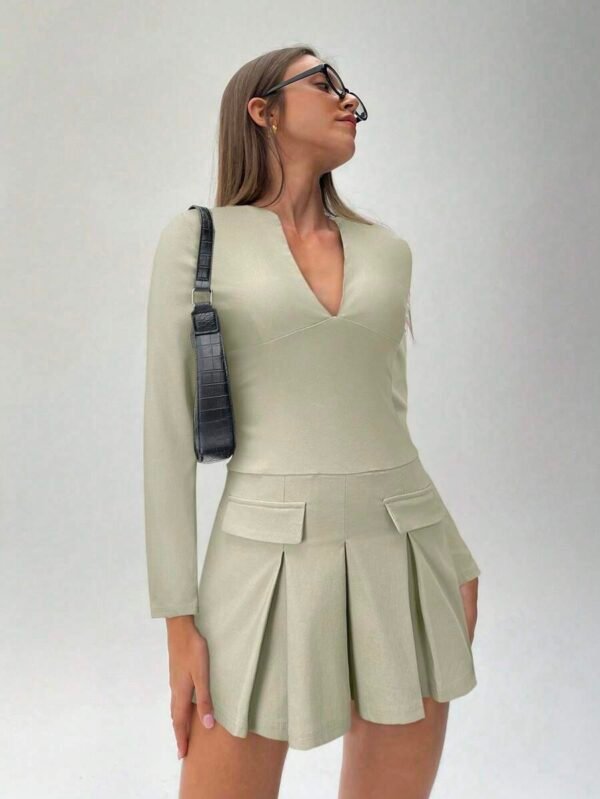 Vestido mini con manga larga y apertura en el frente para mujer
