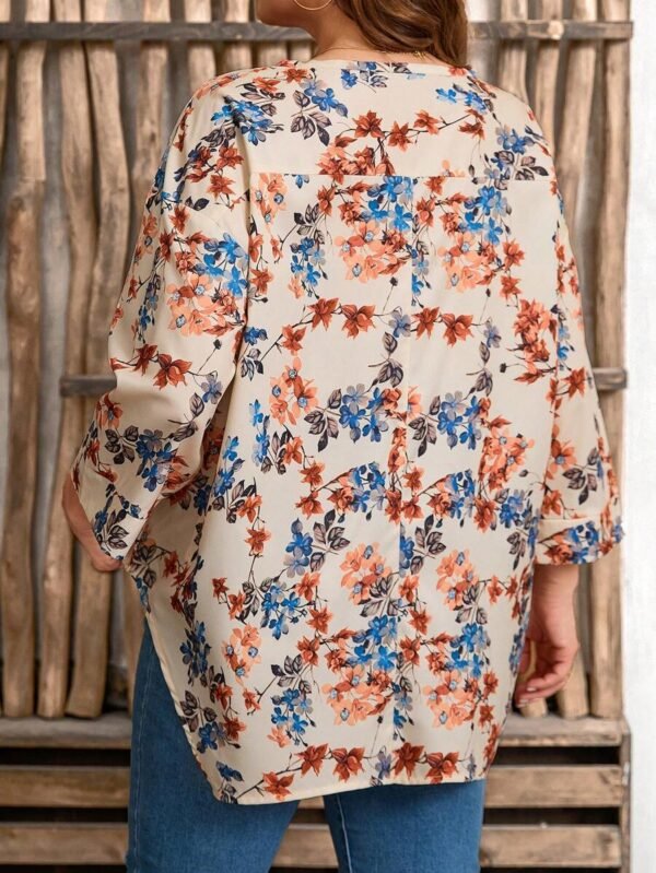 Blusa casual de manga media, cuello redondo - Imagen 3