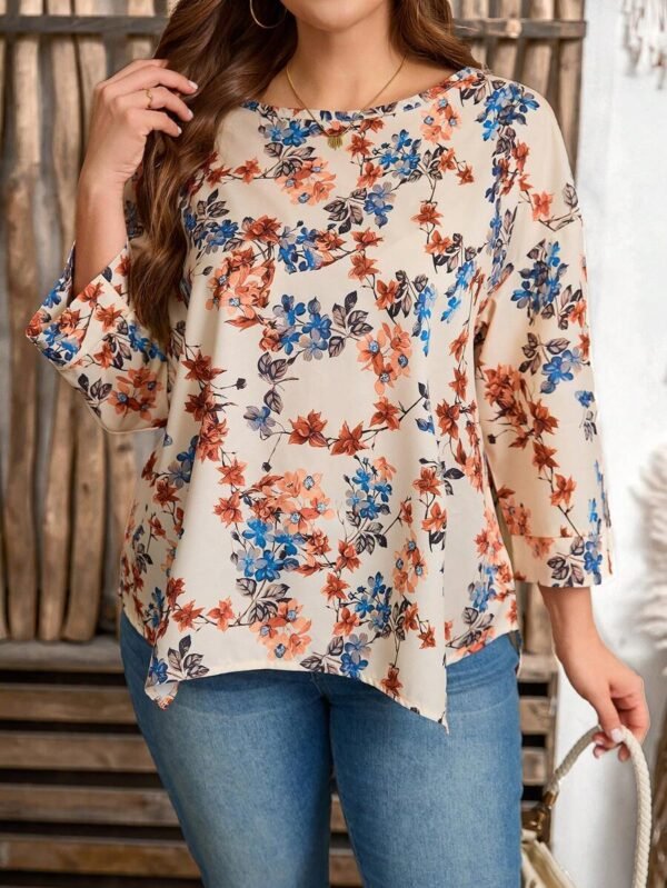 Blusa casual de manga media, cuello redondo - Imagen 2