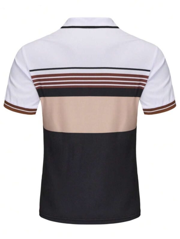 Camisa casual de manga corta a rayas con botones delanteros para hombre - Imagen 3