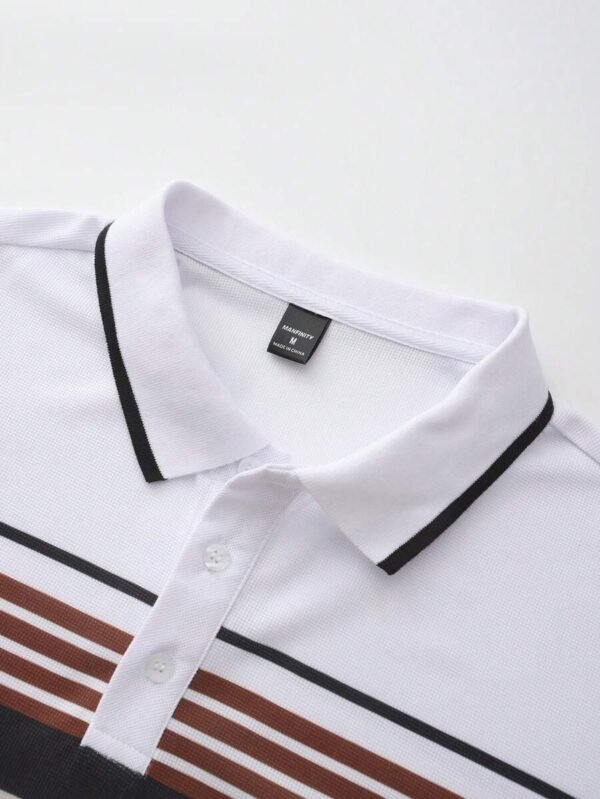 Camisa casual de manga corta a rayas con botones delanteros para hombre - Imagen 2