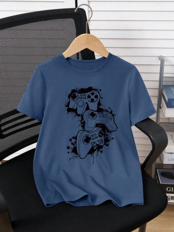 Camiseta casual de cuello redondo y manga corta con estampado