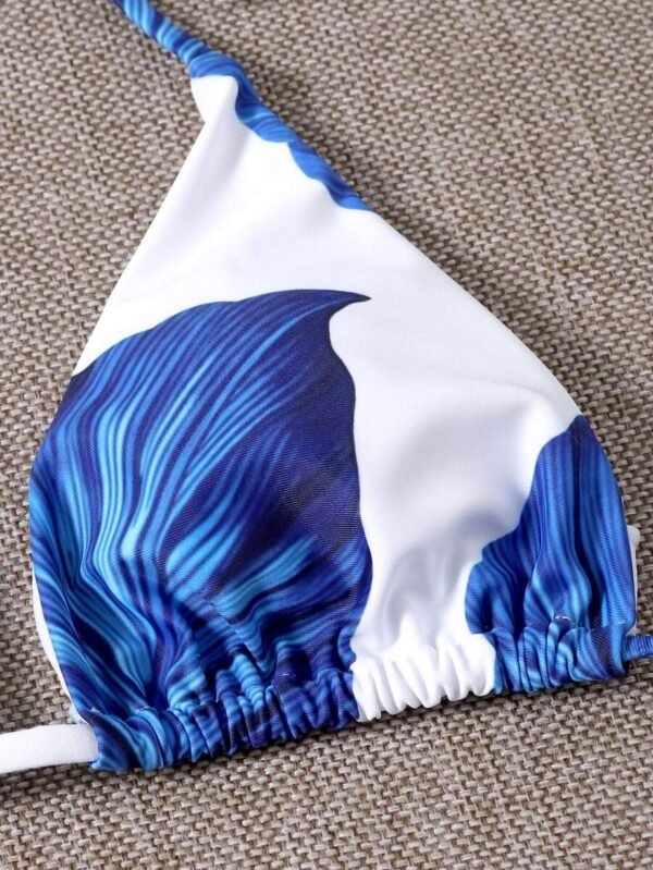Conjunto de bikini de triángulo con estampado de hojas - Imagen 2