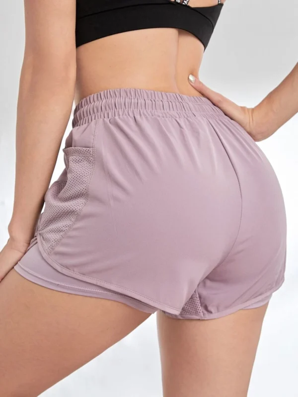 Pantalones cortos deportivos con cintura de cordón y bolsillo para teléfono - Imagen 3