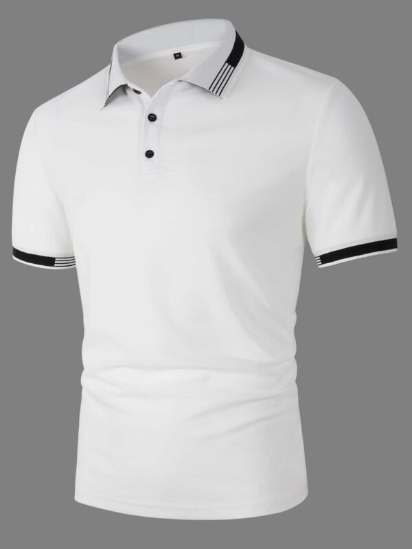 Playera polo con cuello y ribetes a rayas para hombres